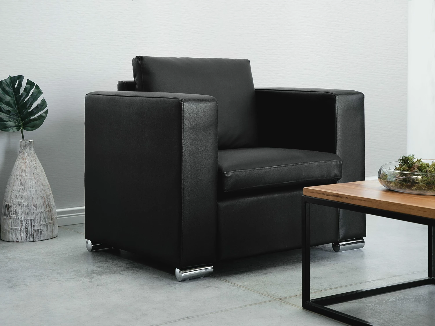 Sessel Leder Schwarz HELSINKI – Bild 2