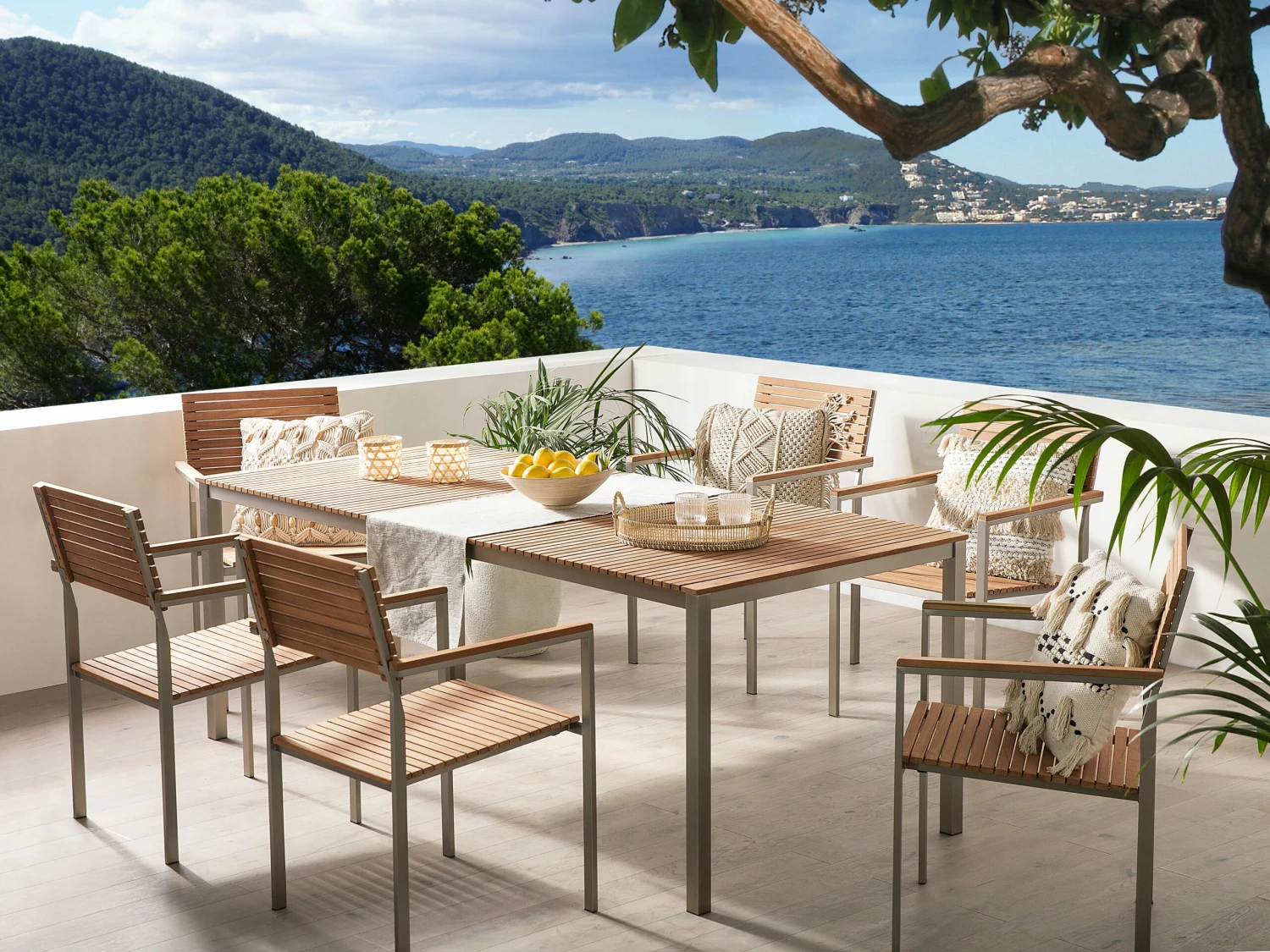 Gartenmöbel Set Edelstahl / Teakholz Hellbraun 6-Sitzer VIAREGGIO – Bild 2