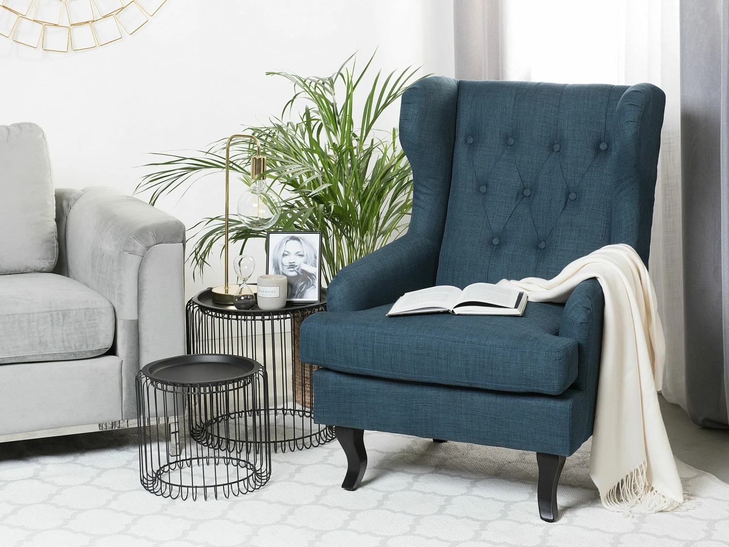 Sessel Polsterbezug Dunkelblau ALTA – Bild 2