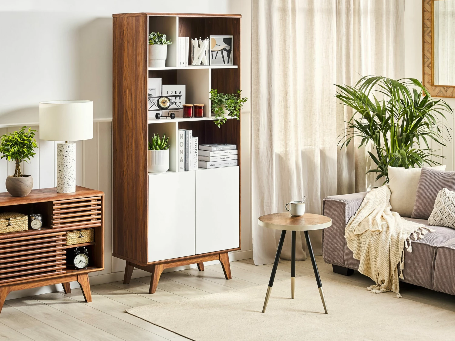 Schrank Dunkler Holzfarbton / Weiß COLUMBUS – Bild 2