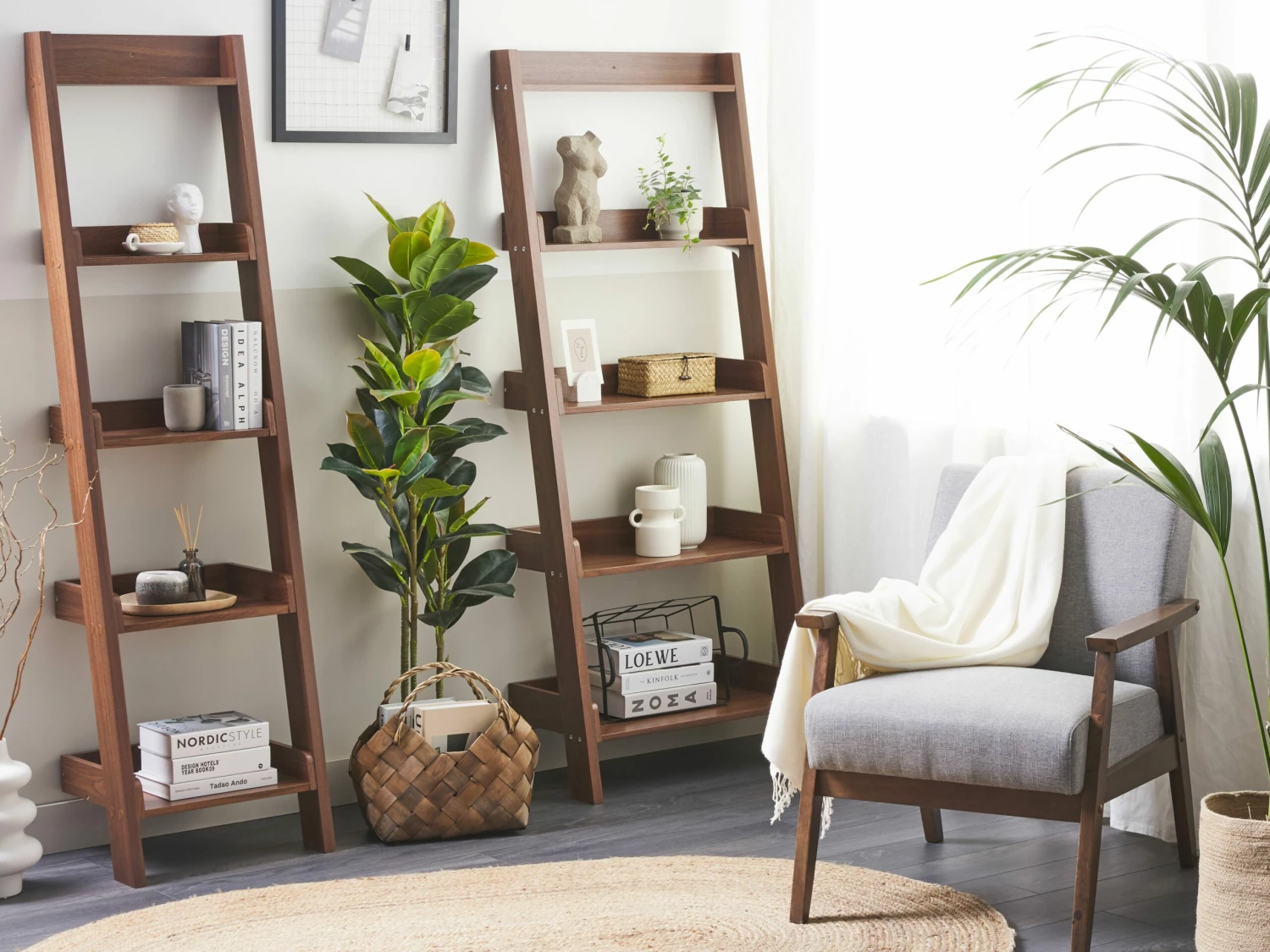 Regal Dunkler Holzfarbton 5 Fächer MOBILE DUO – Bild 2