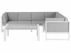 Lounge Set Aluminium Weiß 6-Sitzer Auflagen Grau CASTELLA