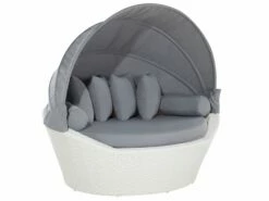 Sonneninsel Rattan Weiß Sonnendach Grau SYLT