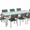 Gartenmöbel Set Crashglas 220 X 100 Cm 8-Sitzer Stühle Textilbespannung Grau GROSSETO
