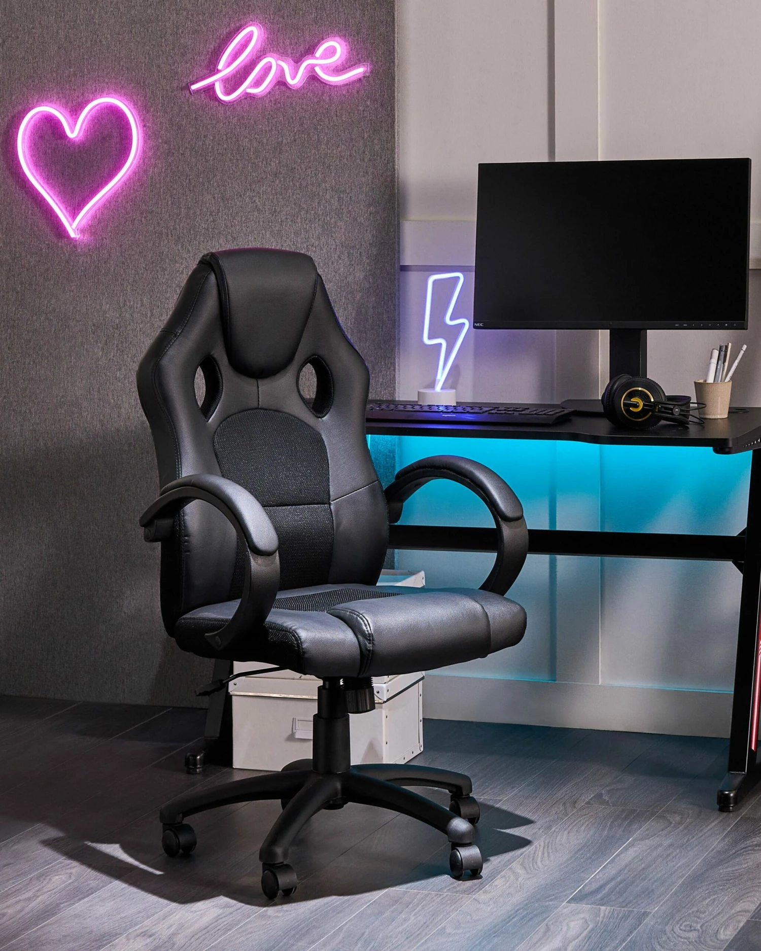 Bürostuhl Schwarz Höhenverstellbar FIGHTER – Bild 2