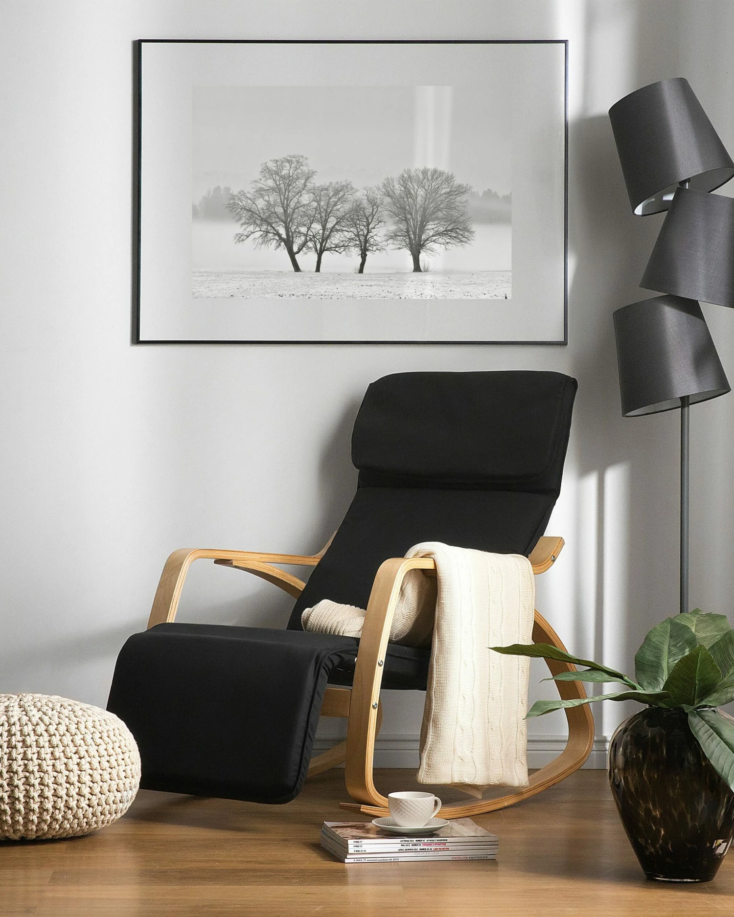 Schaukelsessel Polsterbezug Schwarz WESTON – Bild 2