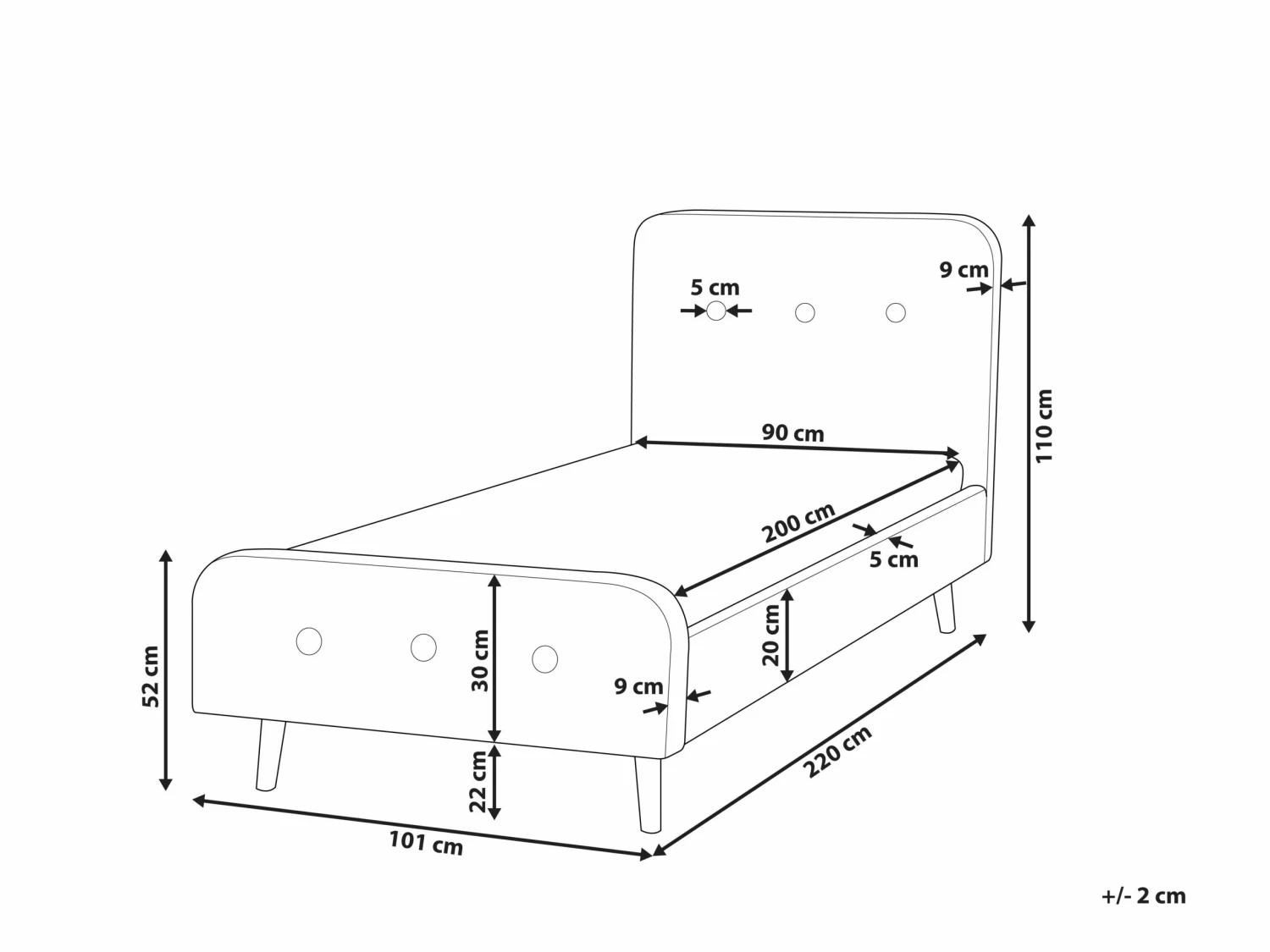 Polsterbett Dunkelgrau Lattenrost 90 X 200 Cm RENNES – Bild 10