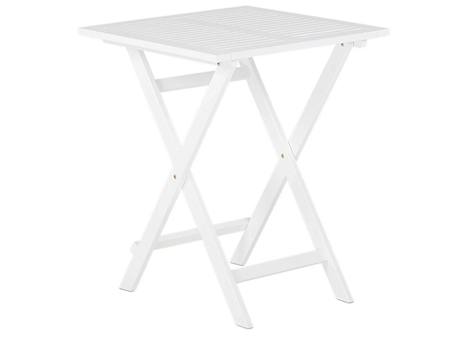 Balkonset Akazienholz Weiß Auflagen Gelbes Muster FIJI – Bild 5