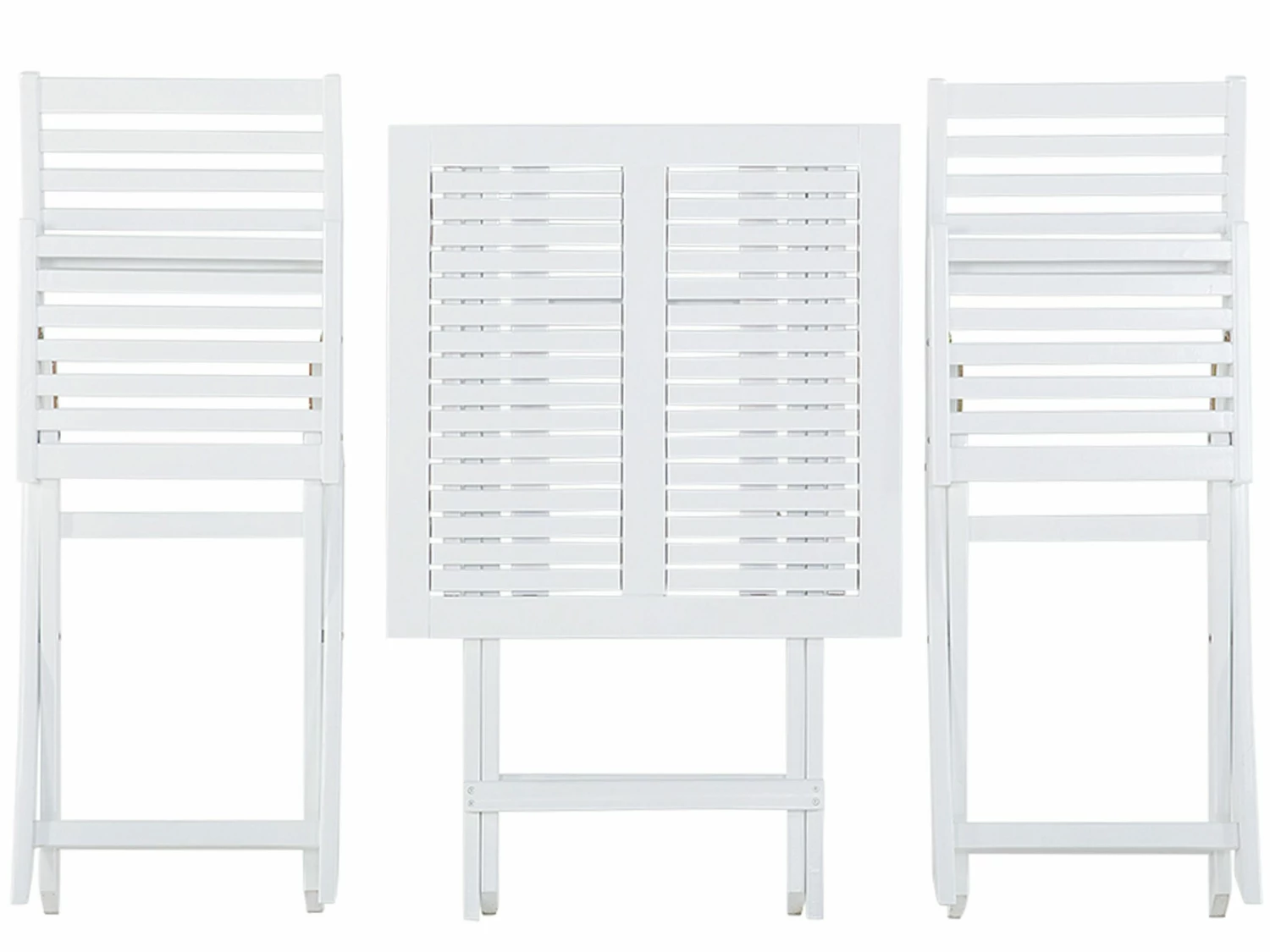 Balkonset Akazienholz Weiß Auflagen Gelbes Muster FIJI – Bild 6