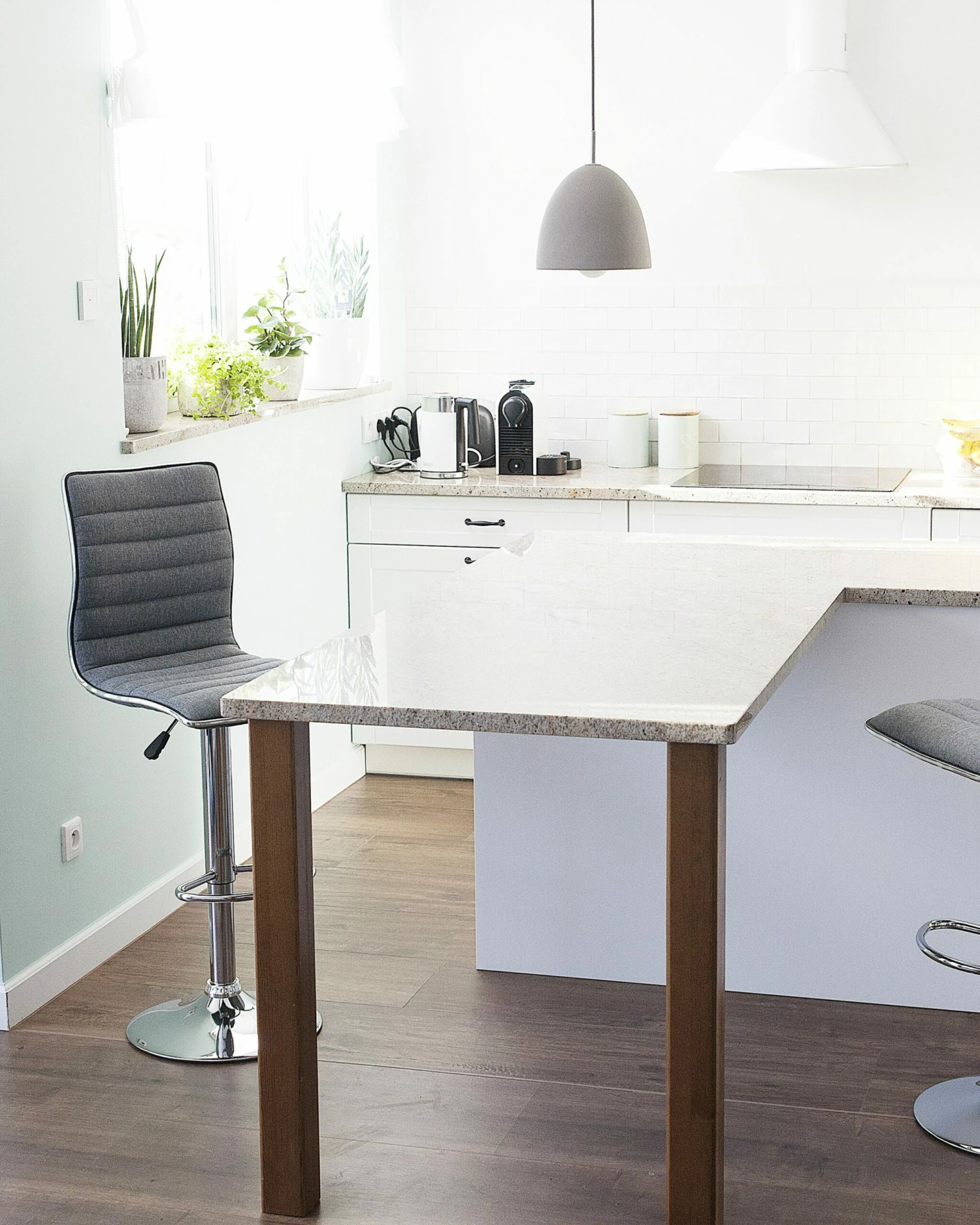 Barhocker Polsterbezug Grau Höhenverstellbar 2er Set LUCERNE – Bild 2