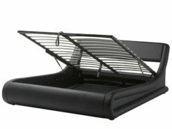 Bett Kunstleder Schwarz Mit Bettkasten Verschiedene Größen AVIGNON