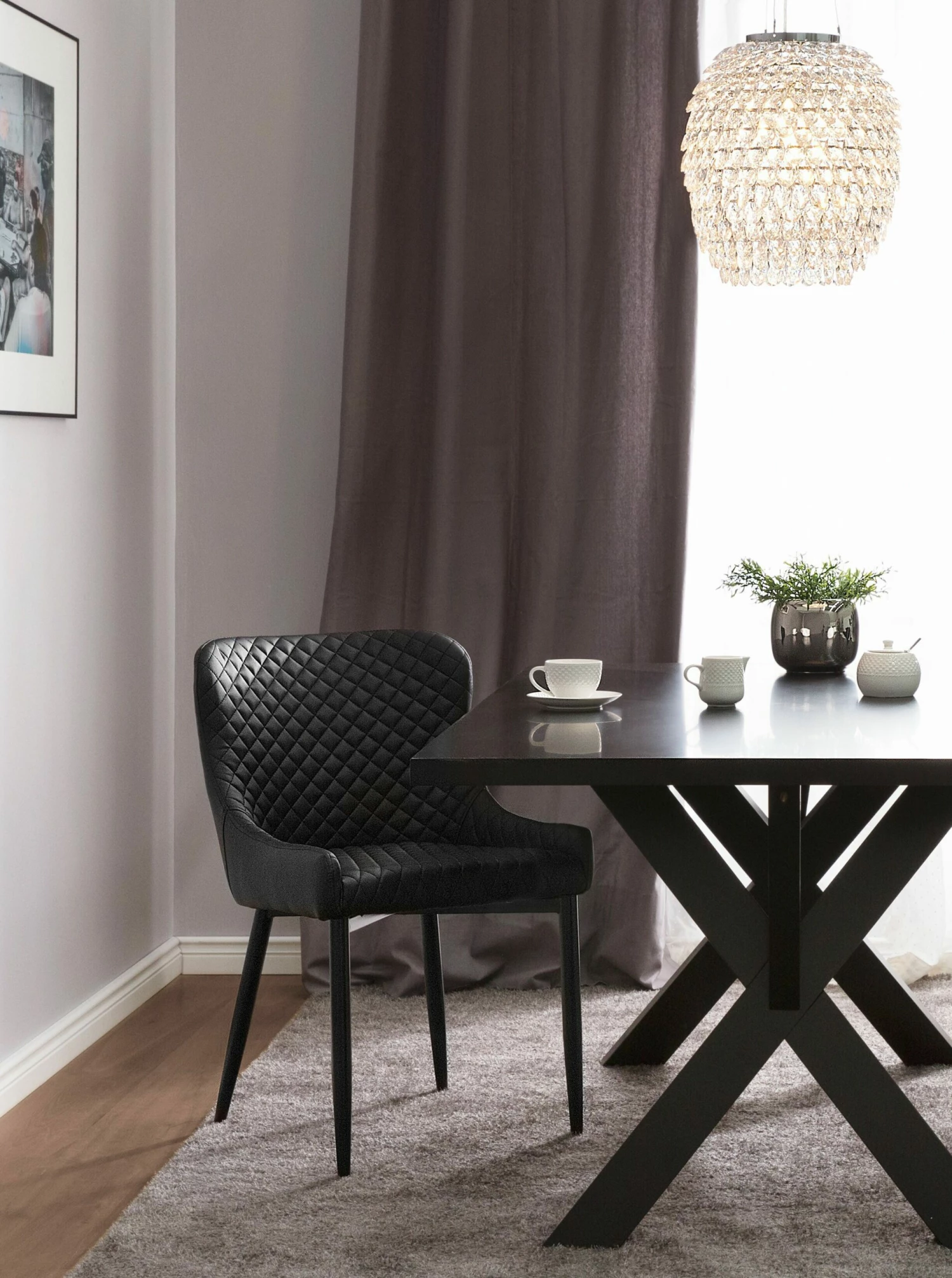 Esszimmerstuhl Schwarz Kunstleder 2er Set SOLANO – Bild 2