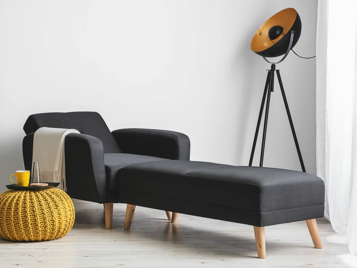 Sessel Polsterbezug Schwarz Verstellbar FLORLI – Bild 4