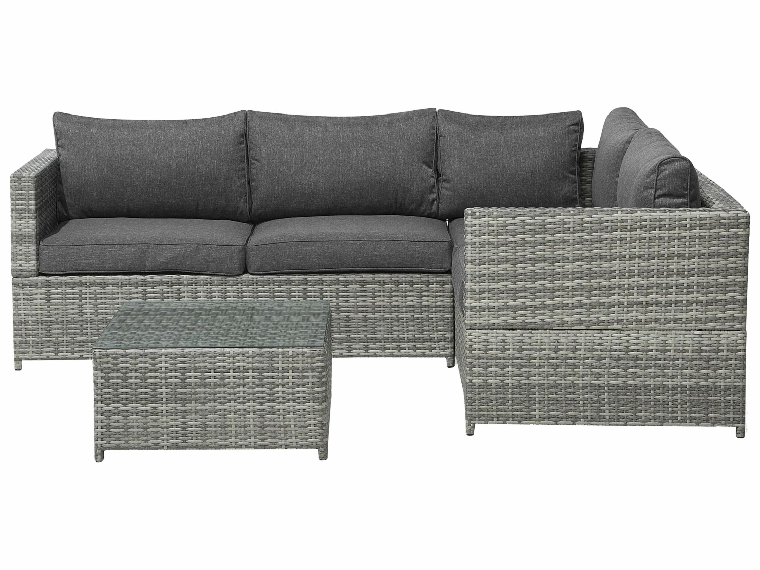 Lounge Set Rattan Grau 4-Sitzer Auflagen Grau AVOLA