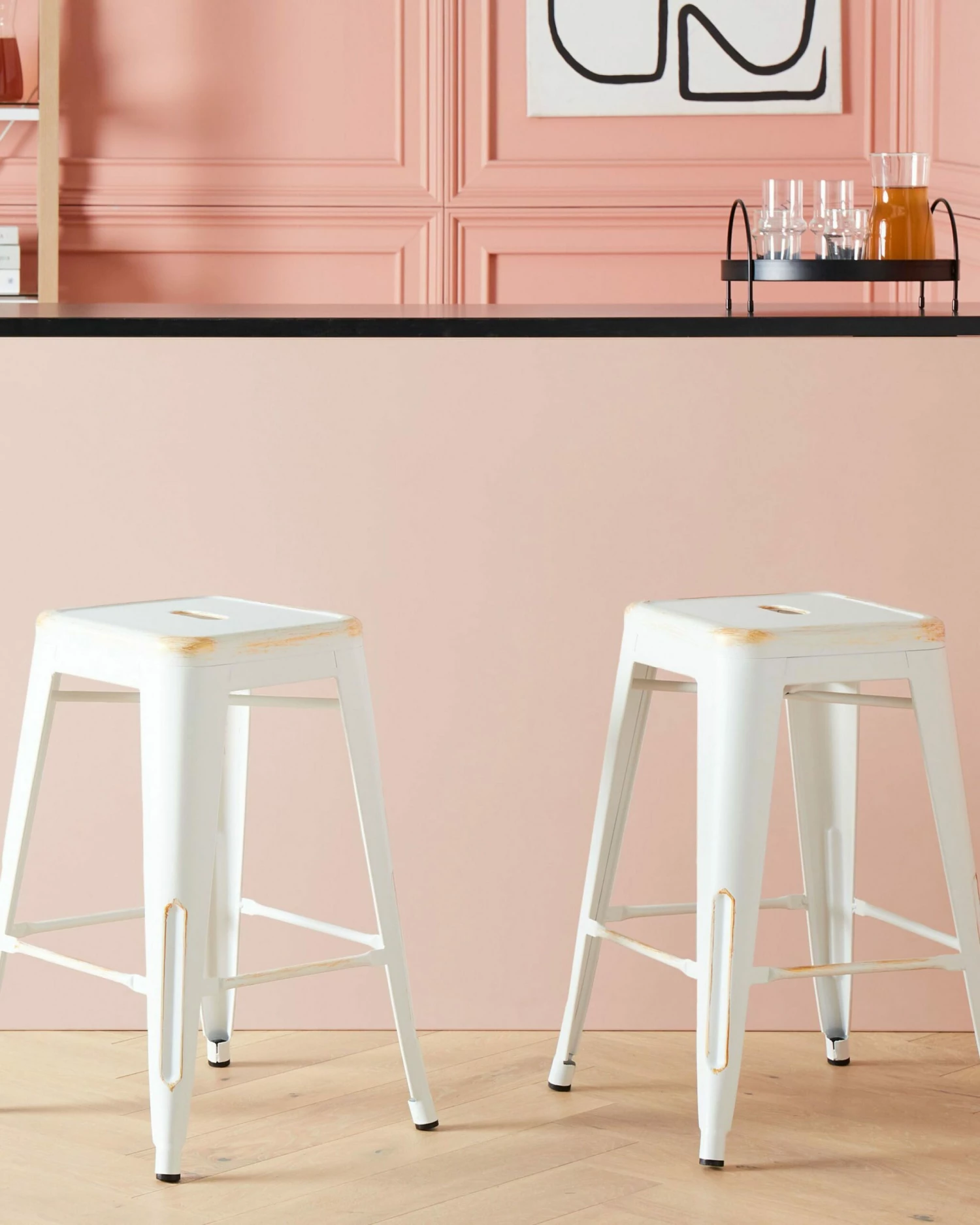 Barhocker Weiß-gold 2er Set Höhe 76 Cm CABRILLO – Bild 2