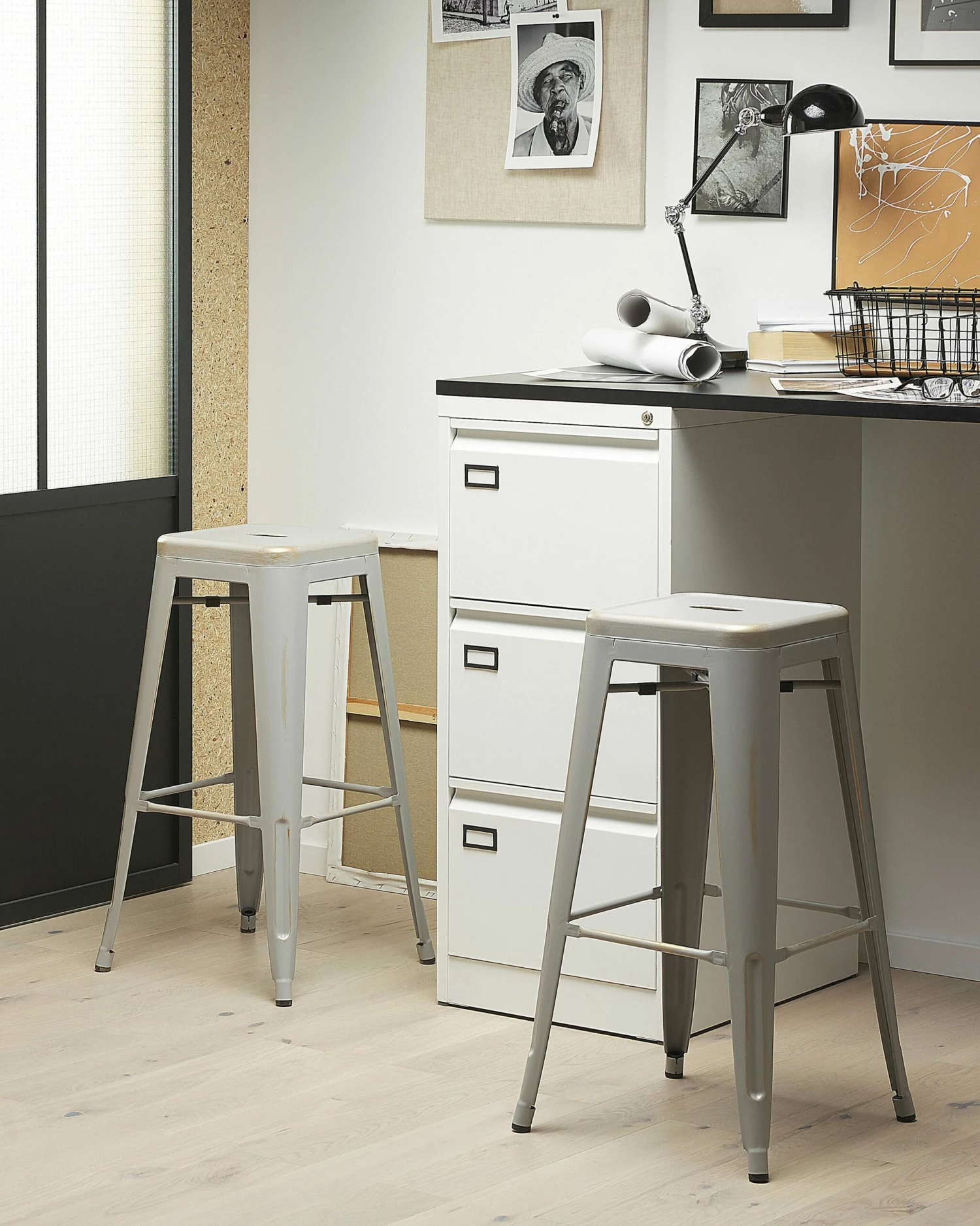 Barhocker Silber-gold 2er Set Höhe 76 Cm CABRILLO – Bild 2