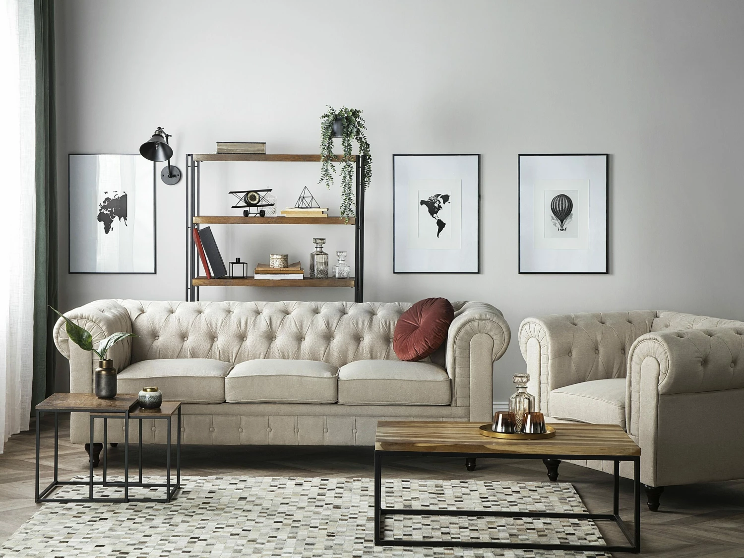 Sessel Polsterbezug Beige CHESTERFIELD Groß – Bild 4