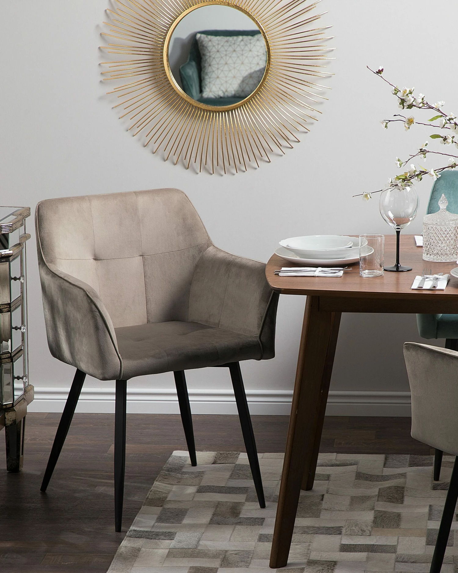 Esszimmerstuhl Samtstoff Taupe 2er Set JASMIN – Bild 2