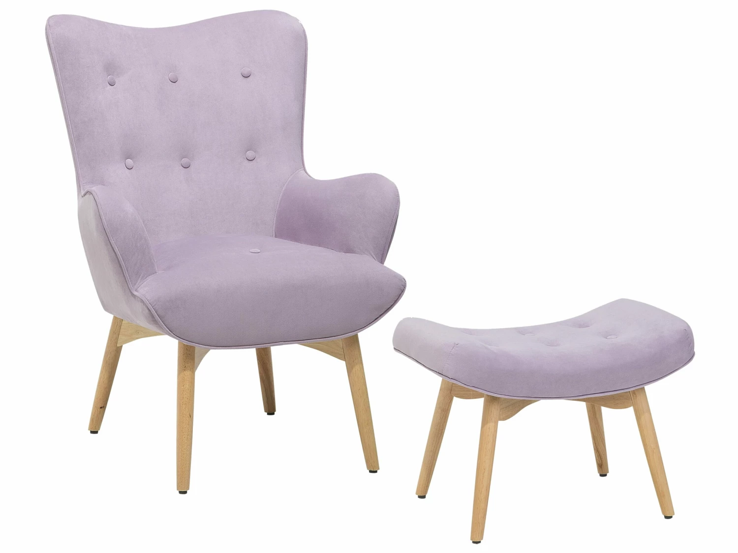 Sessel Samtstoff Rosa Plus Hocker VEJLE