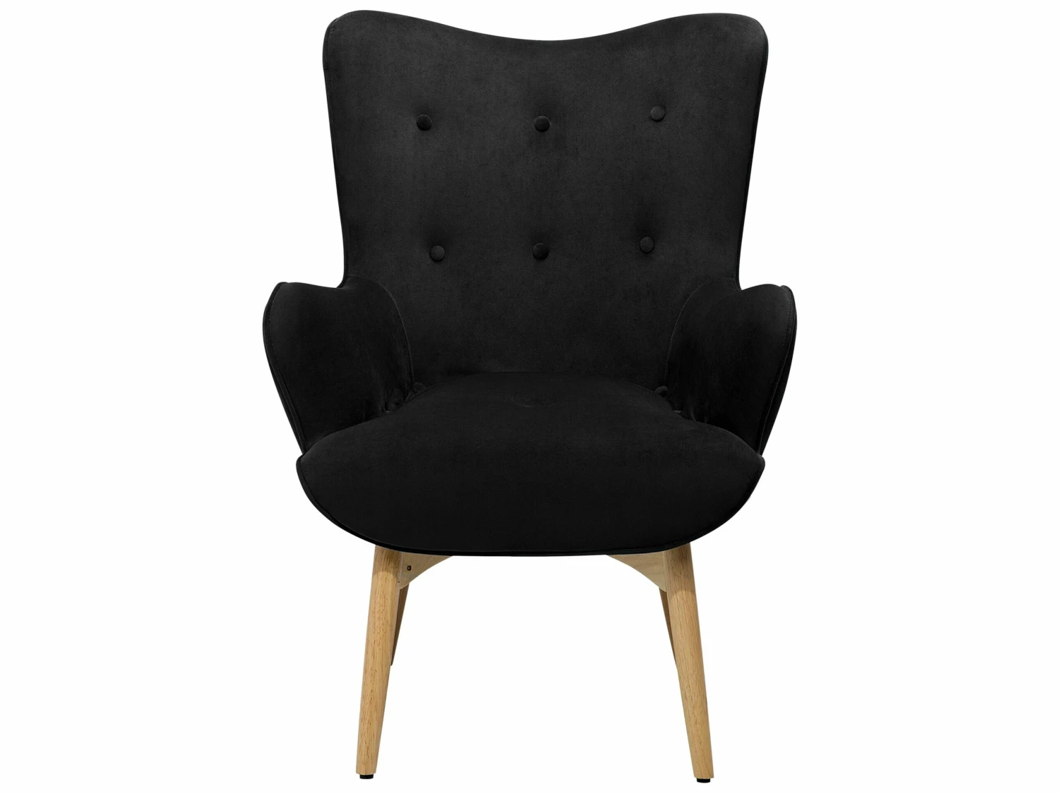 Sessel Samtstoff Schwarz Plus Hocker VEJLE – Bild 4