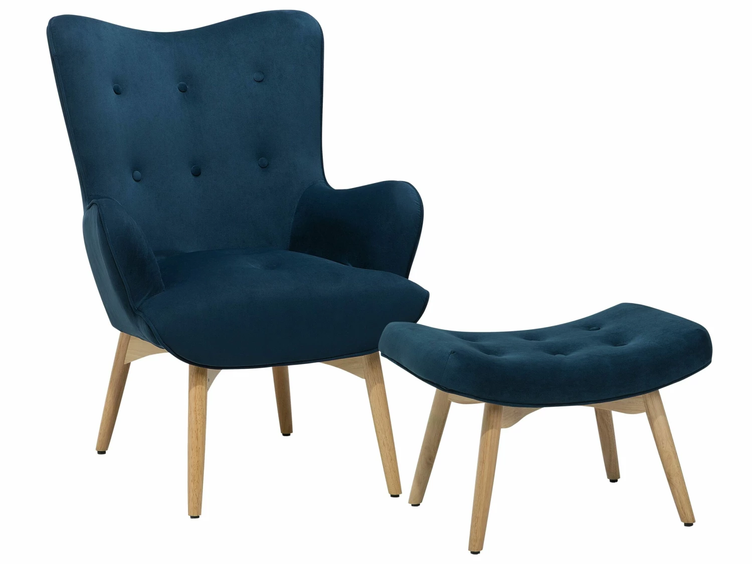 Sessel Samtstoff Blau Plus Hocker VEJLE