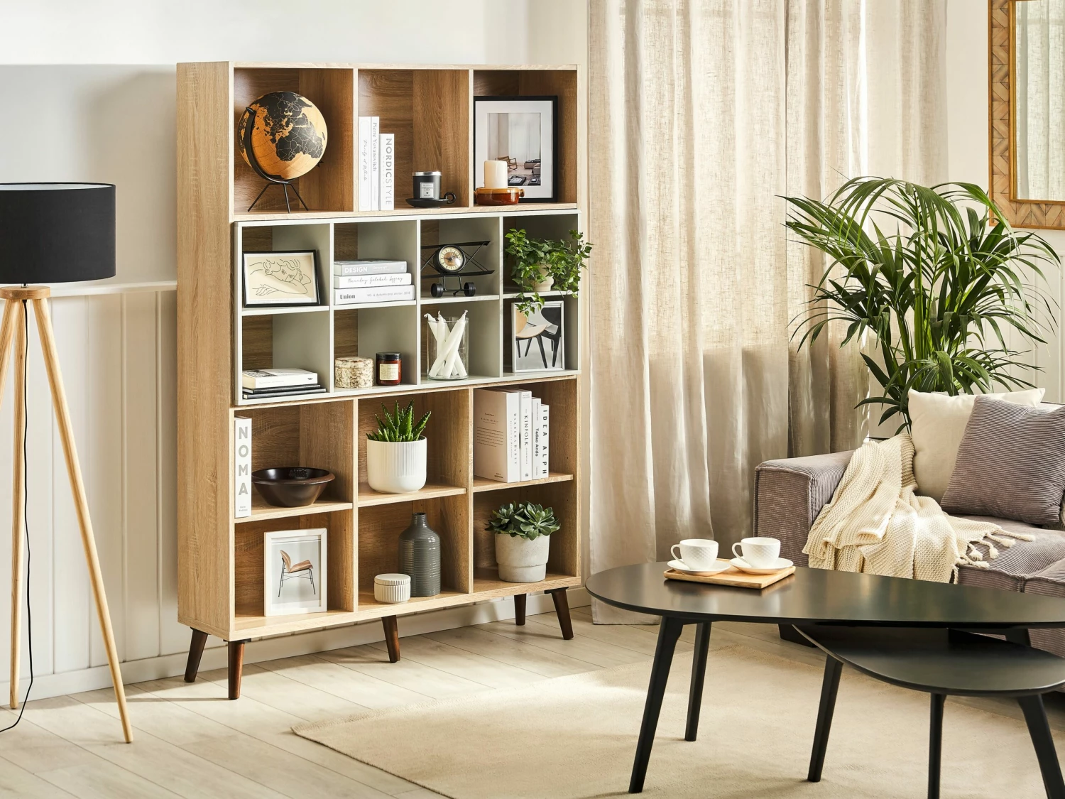 Regal Heller Holzfarbton / Grau 17 Fächer ALLOA – Bild 2