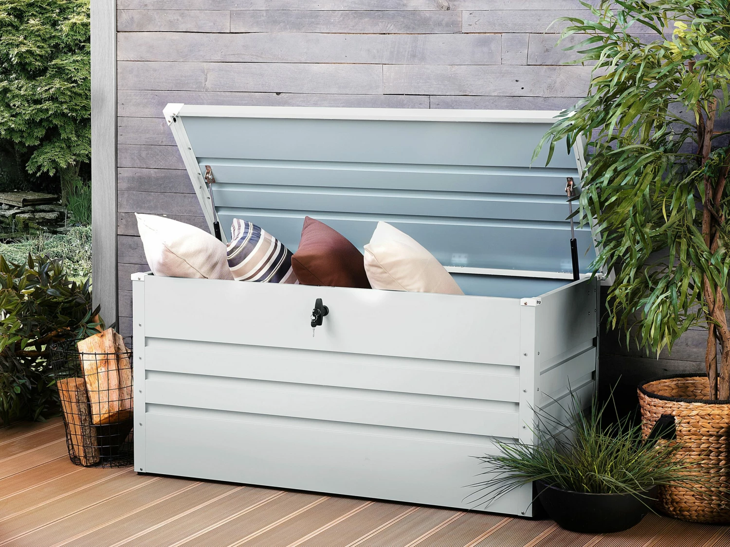 Auflagenbox Stahl Hellgrau 132 X 62 Cm CEBROSA – Bild 2