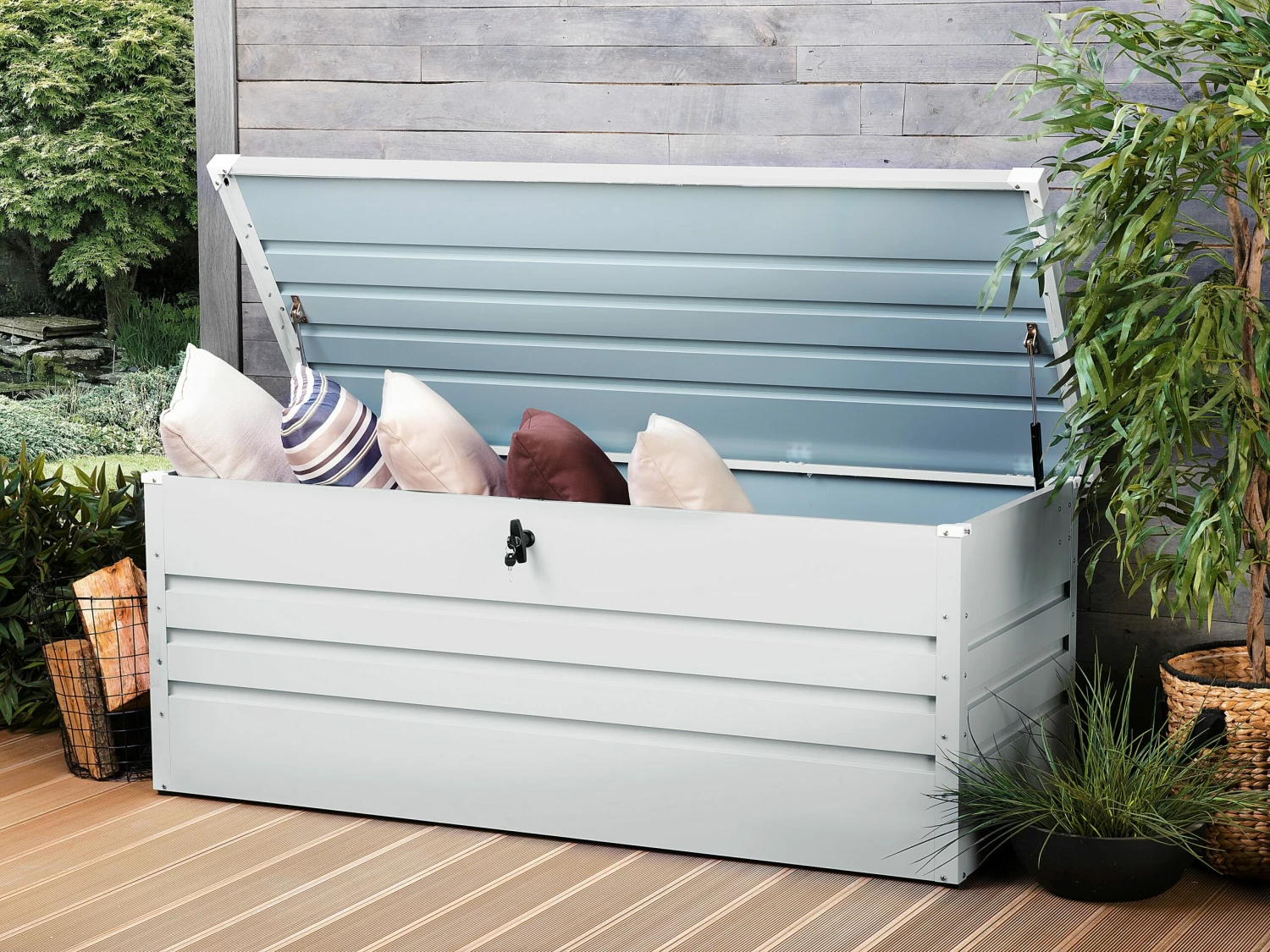 Auflagenbox Stahl Hellgrau 165 X 70 Cm CEBROSA – Bild 2