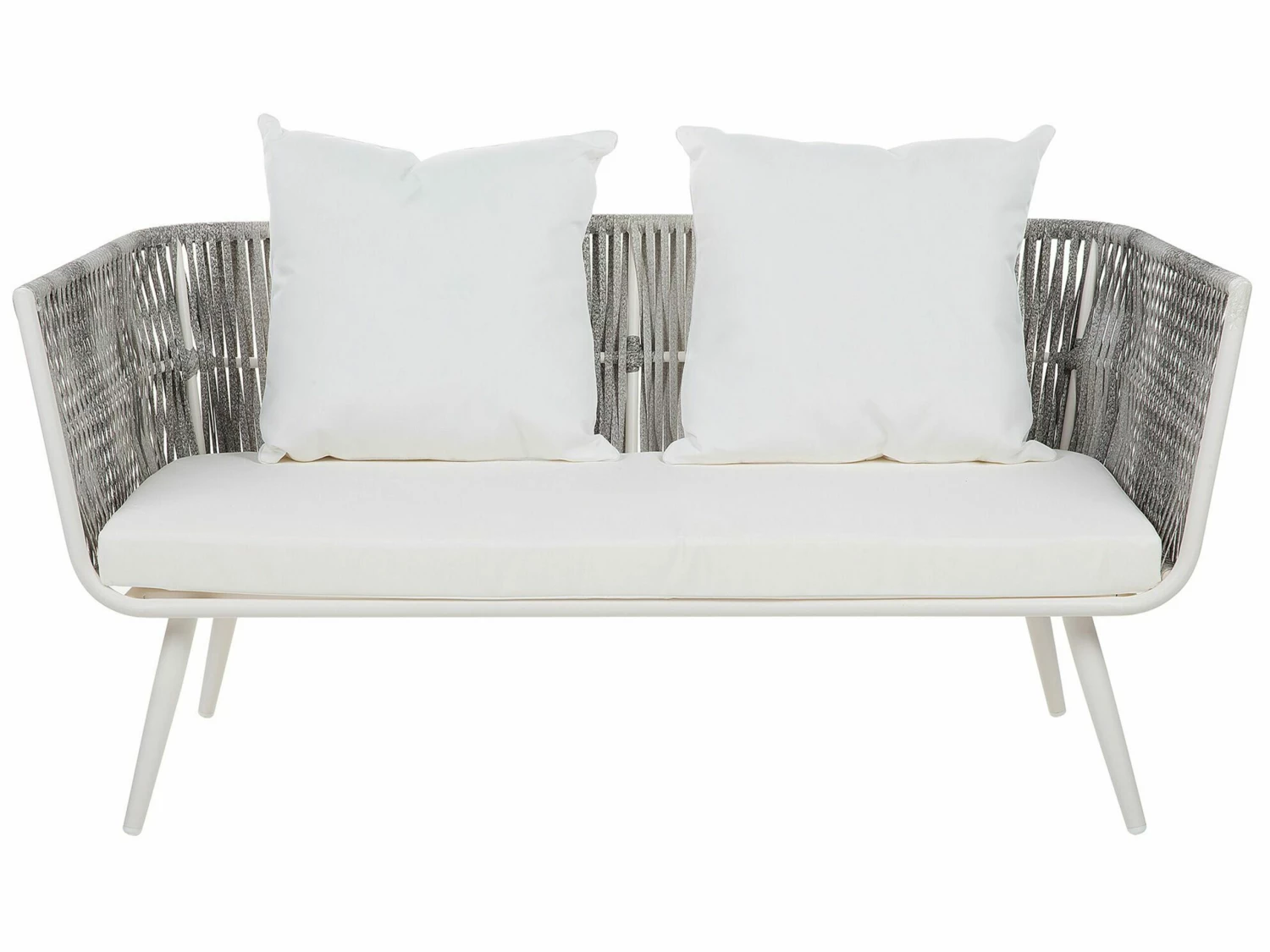 Lounge Set Rattan Grau Meliert 4-Sitzer Auflagen Cremeweiß RAGUSA – Bild 8