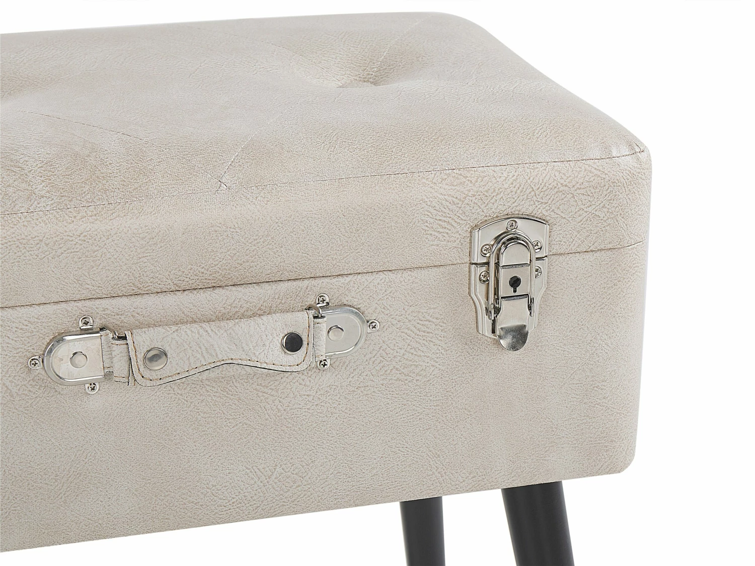 Hocker Beige Kunstleder MALLARD – Bild 7