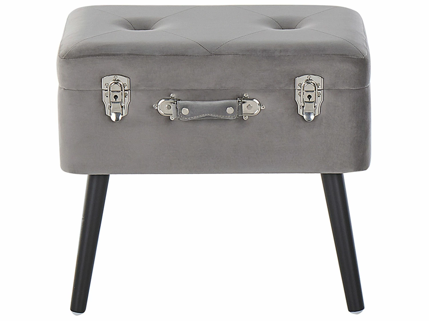 Hocker Grau Samtstoff MALLARD – Bild 3