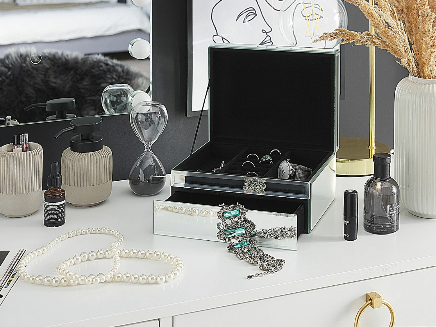 Schmuckkästchen Spiegeleffekt Silber 25 X 20 Cm KOFI – Bild 2