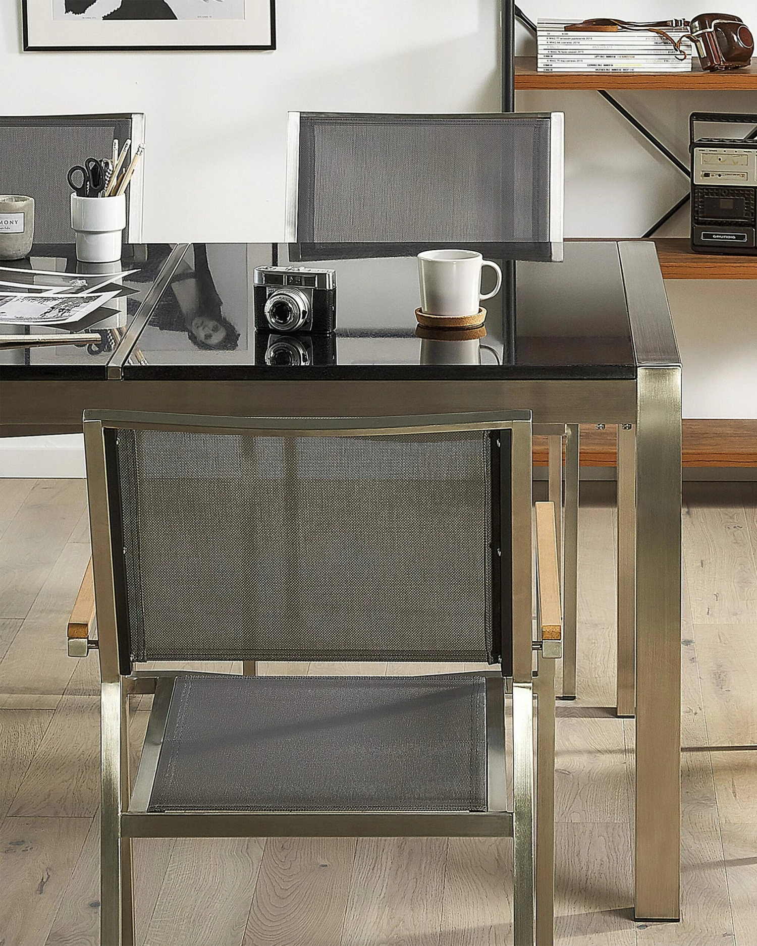 Gartenstuhl Grau 2er Set Edelstahl GROSSETO – Bild 2