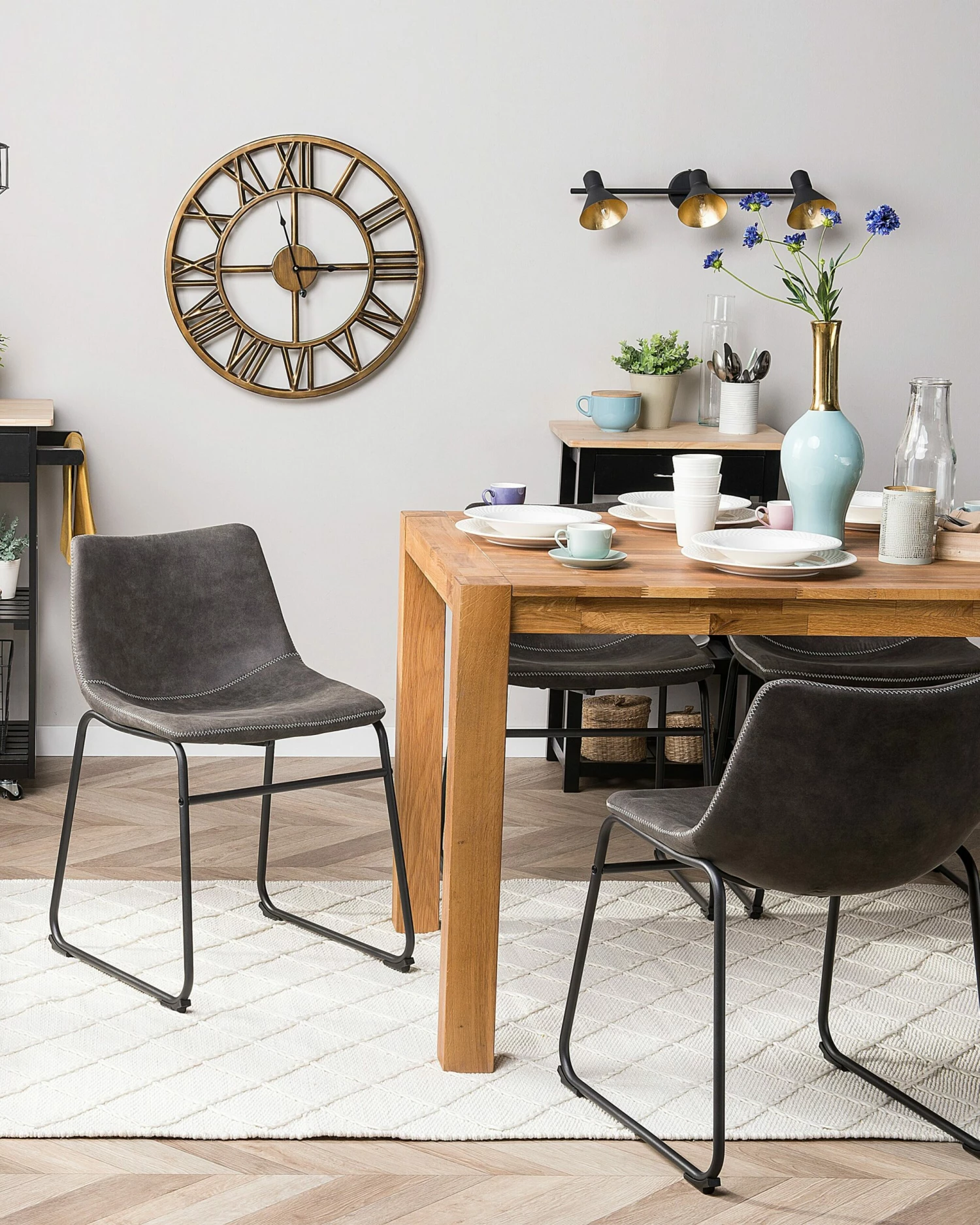 Esszimmerstuhl Polsterbezug Dunkelgrau 2er Set BATAVIA – Bild 2