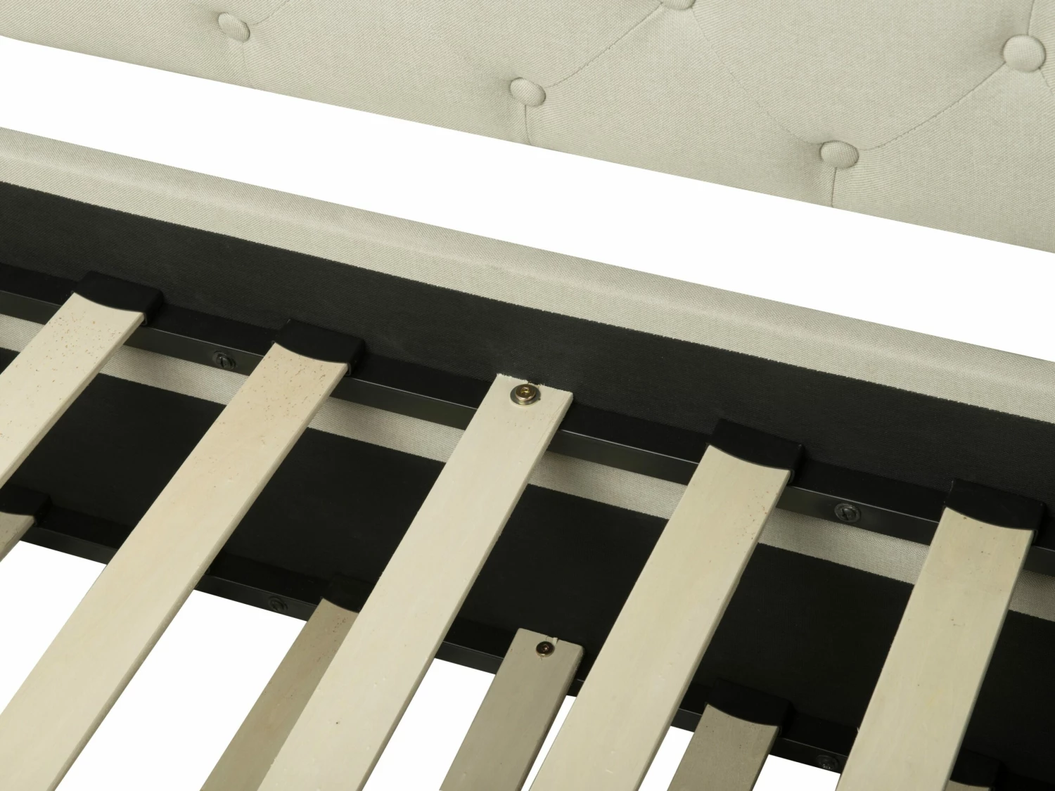 Tagesbett Ausziehbar Polsterbezug Beige Leinenoptik Lattenrost 90 X 200 Cm LIBOURNE – Bild 9