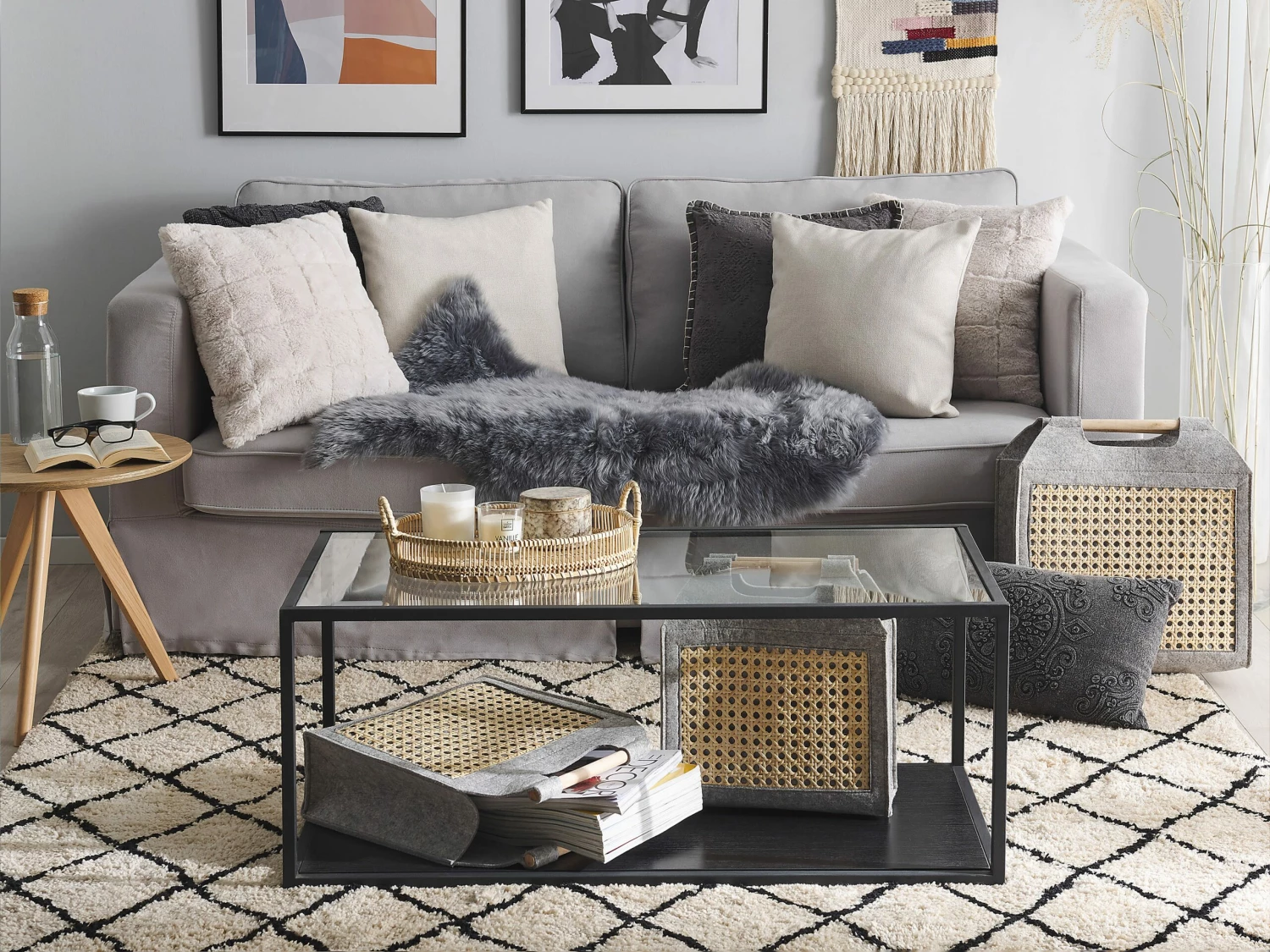 Korb Filz Hellgrau 3er Set SARIOT – Bild 2