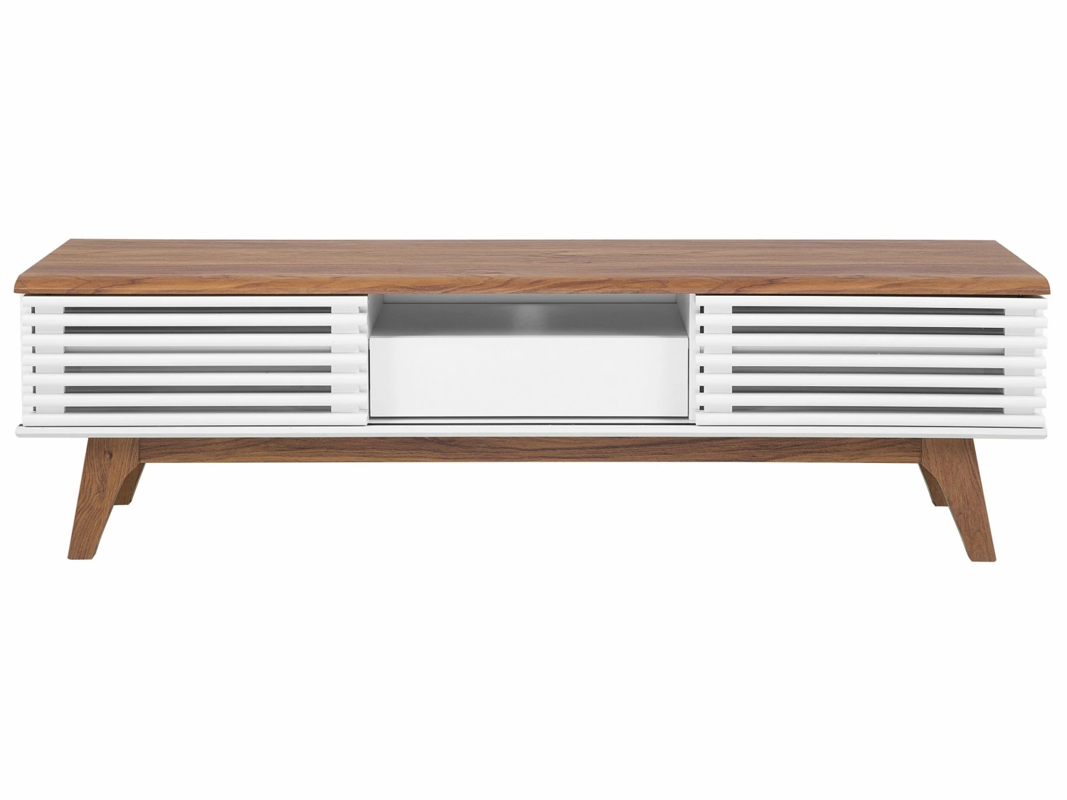 TV-Möbel Dunkler Holzfarbton / Weiß Mit Schublade 149 X 35 X 44 Cm DETROIT – Bild 7