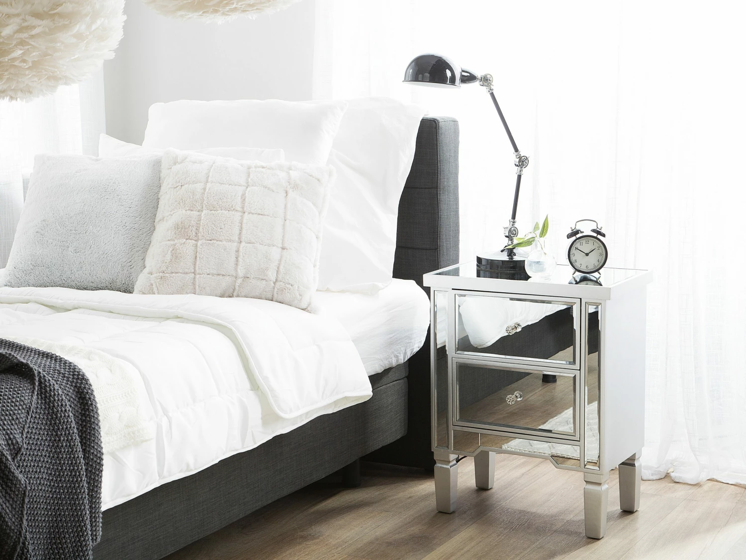 Nachttisch Spiegeleffekt 2 Schubladen TIGY – Bild 2