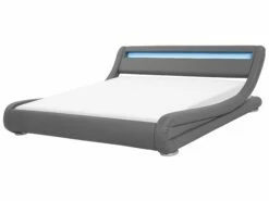 Bett Kunstleder Grau Mit LED-Beleuchtung Verschiedene Größen AVIGNON