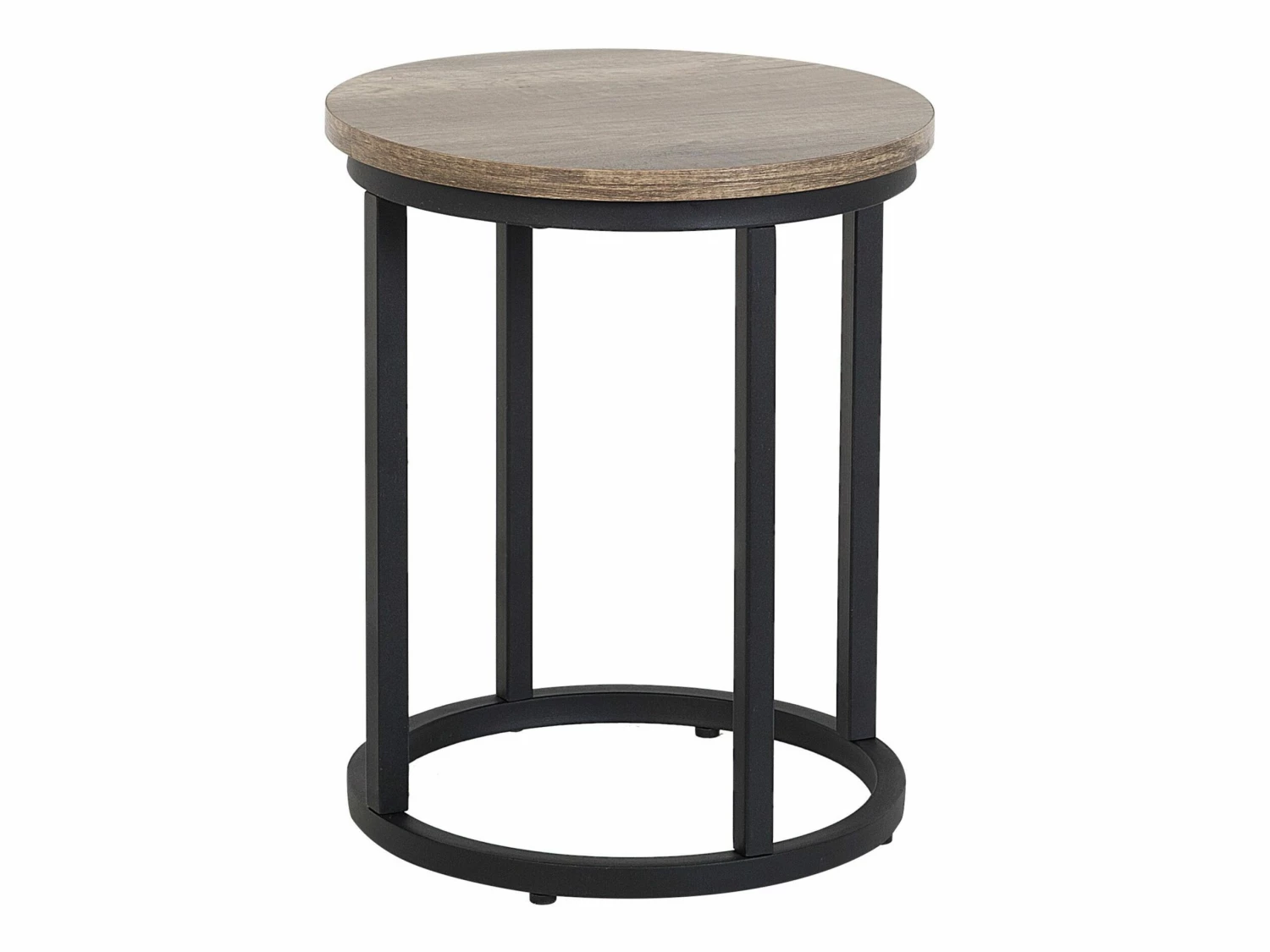 Beistelltisch 2er Set Dunkler Holzfarbton / Schwarz Rund DIXIE – Bild 7