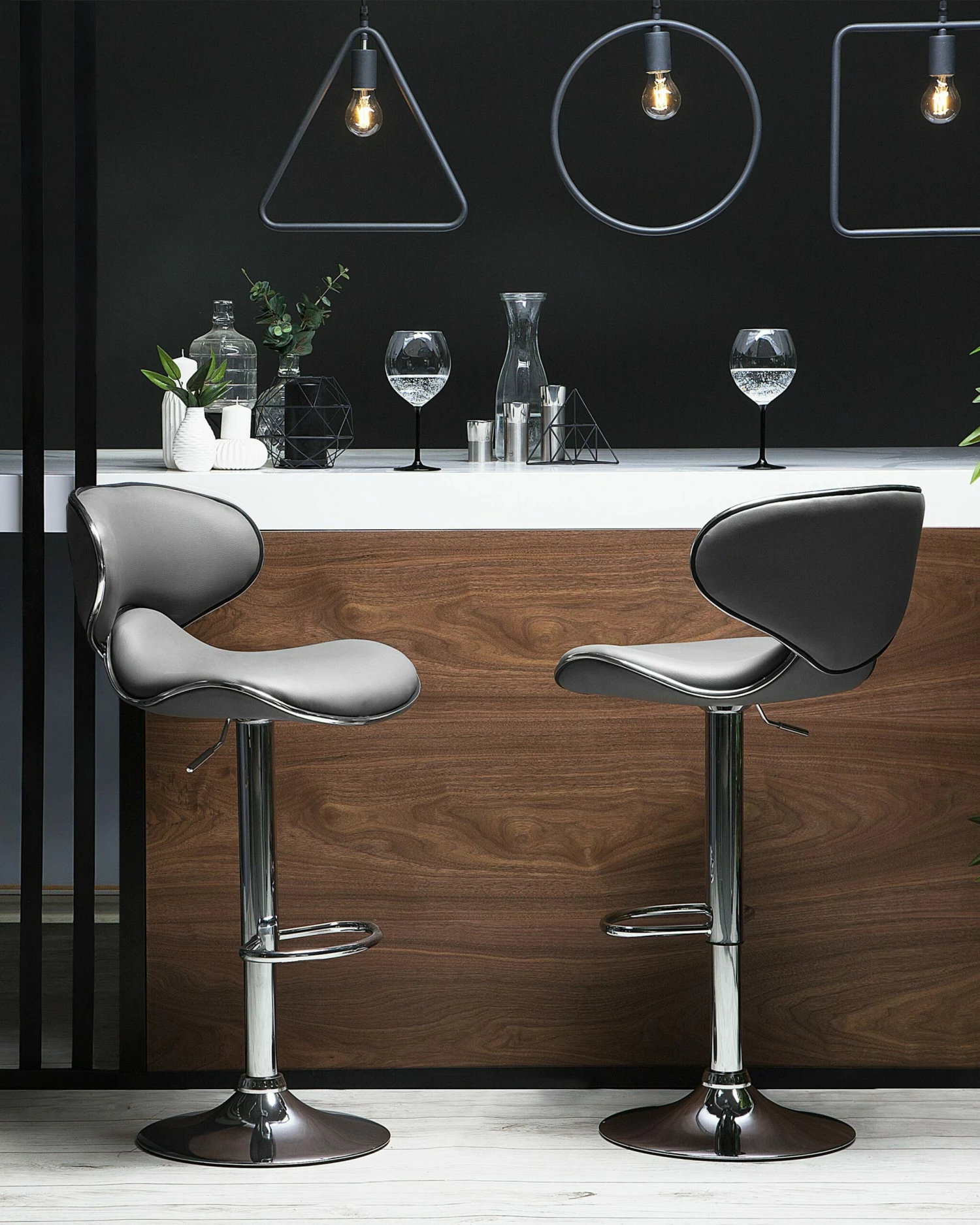 Barhocker Kunstleder Grau Höhenverstellbar 2er Set CONWAY – Bild 2