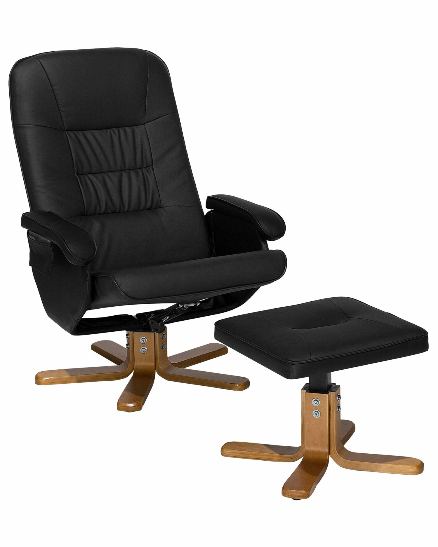 Massagesessel Schwarz Kunstleder Heizfunktion Mit Fußhocker RELAXPRO – Bild 4