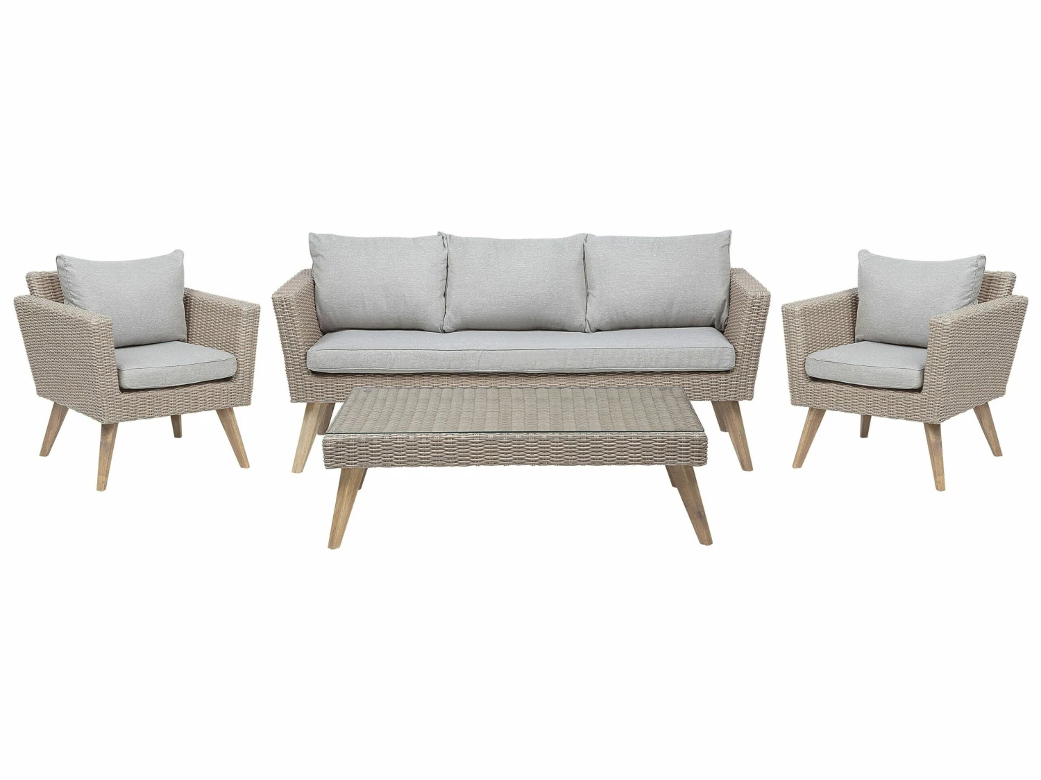 Lounge Set Rattan Braun 5-Sitzer Auflagen Grau VITTORIA XL