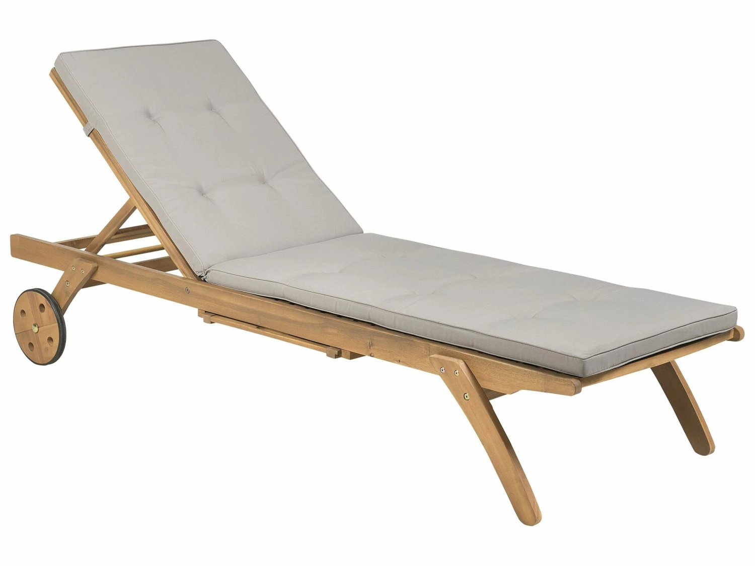 Gartenliege Akazienholz Hellbraun Auflage Taupe Rollbar CESANA