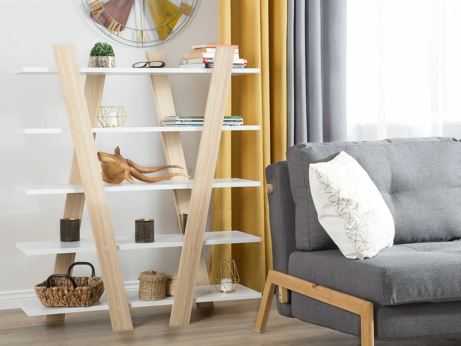 Bücherregal Heller Holzfarbton / Weiß 5 Fächer ESCALANTE – Bild 6