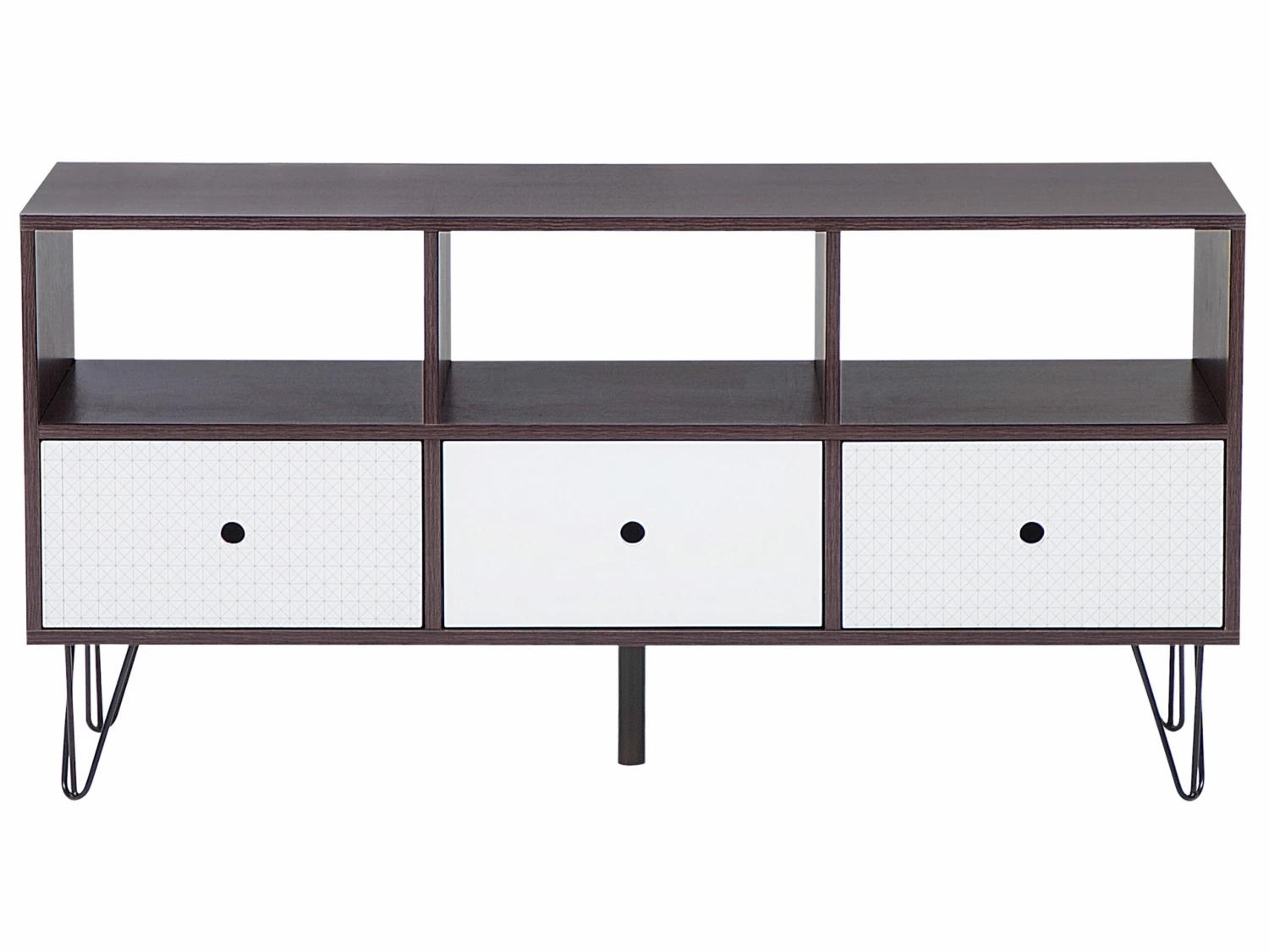 TV-Möbel Dunkler Holzfarbton / Weiß Mit 3 Schubladen 120 X 35 X 60 Cm FOSTON – Bild 4