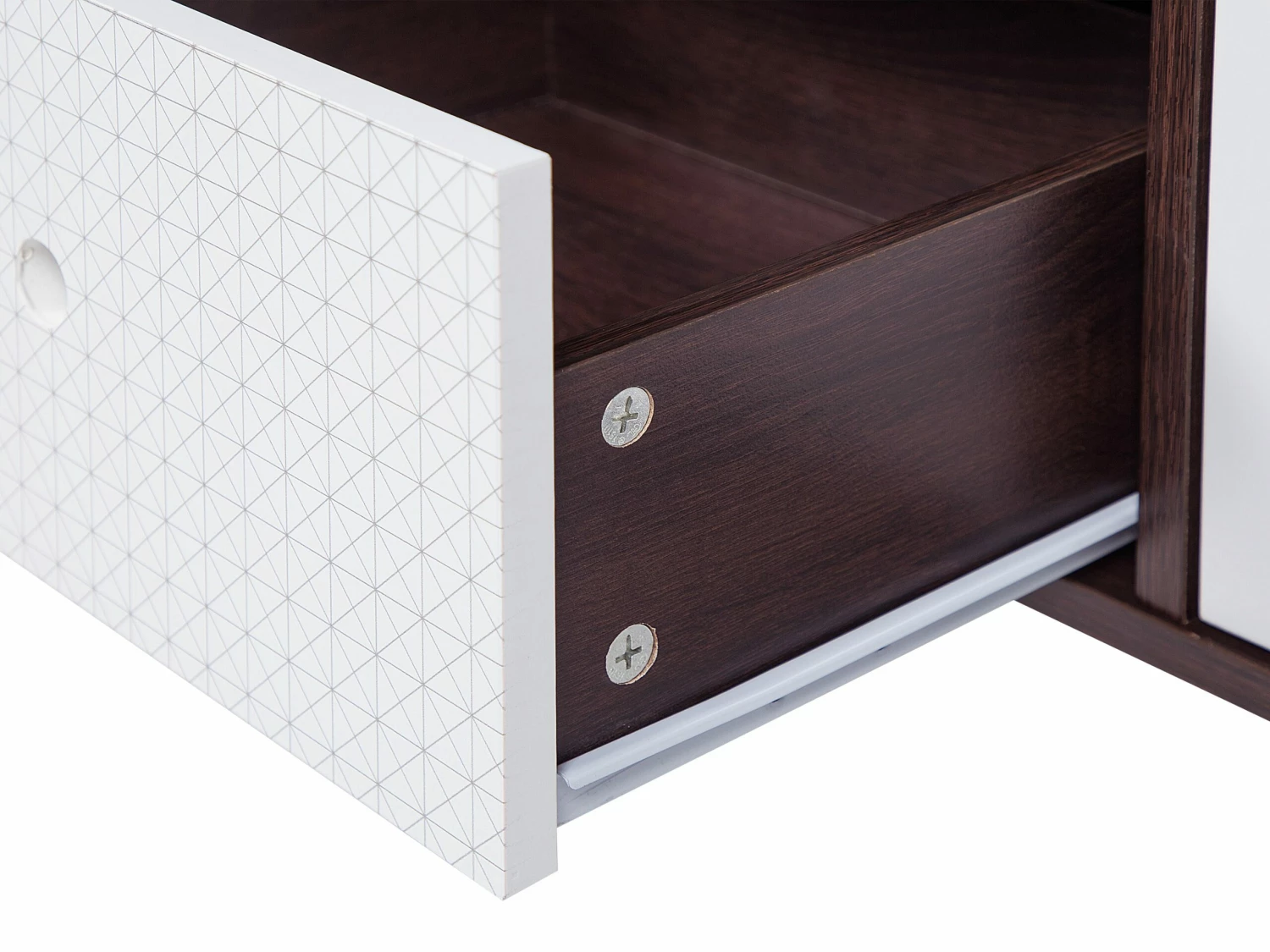 TV-Möbel Dunkler Holzfarbton / Weiß Mit 3 Schubladen 120 X 35 X 60 Cm FOSTON – Bild 6