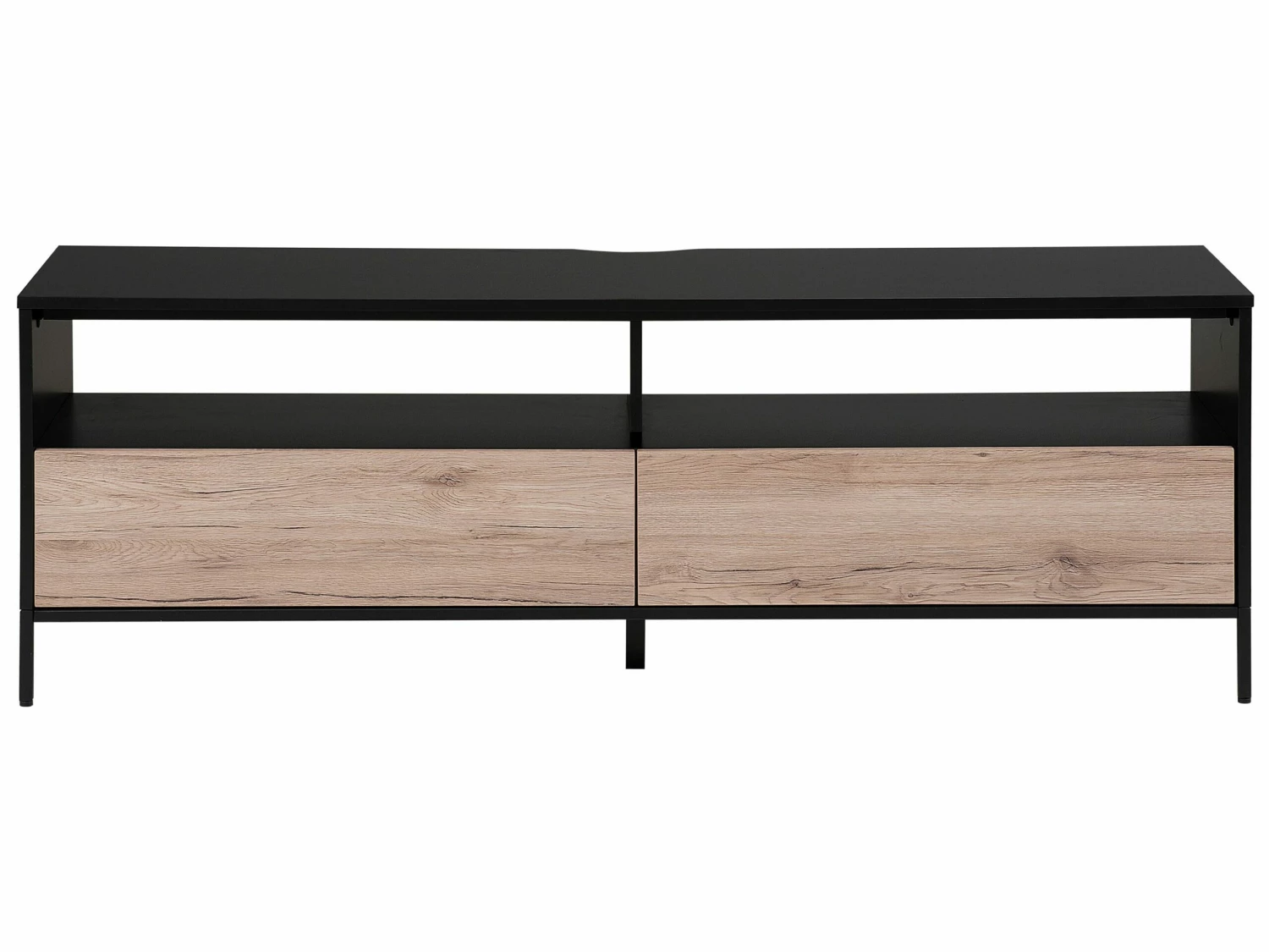 TV-Möbel Heller Holzfarbton / Schwarz Mit 2 Schubladen 150 X 42 X 52 Cm SYDNEY – Bild 5