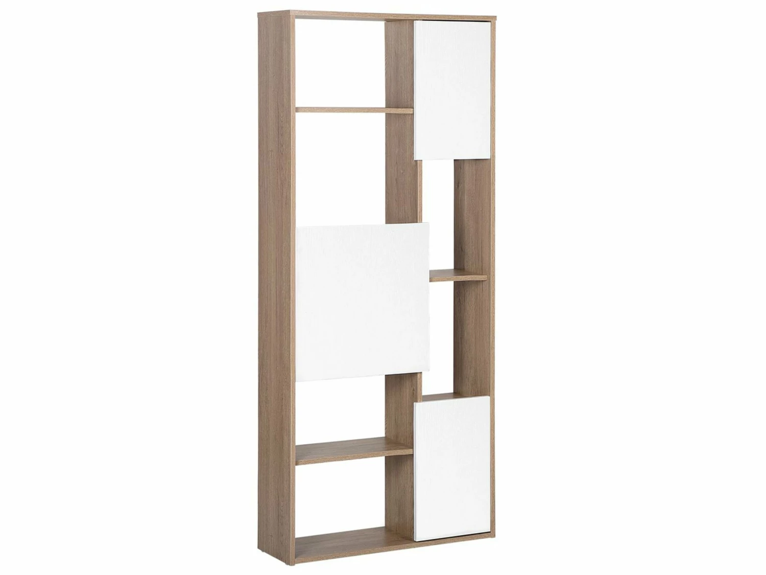 Regal Dunkler Holzfarbton / Weiß Mit 6 Fächern Und 3 Schränken GRADA