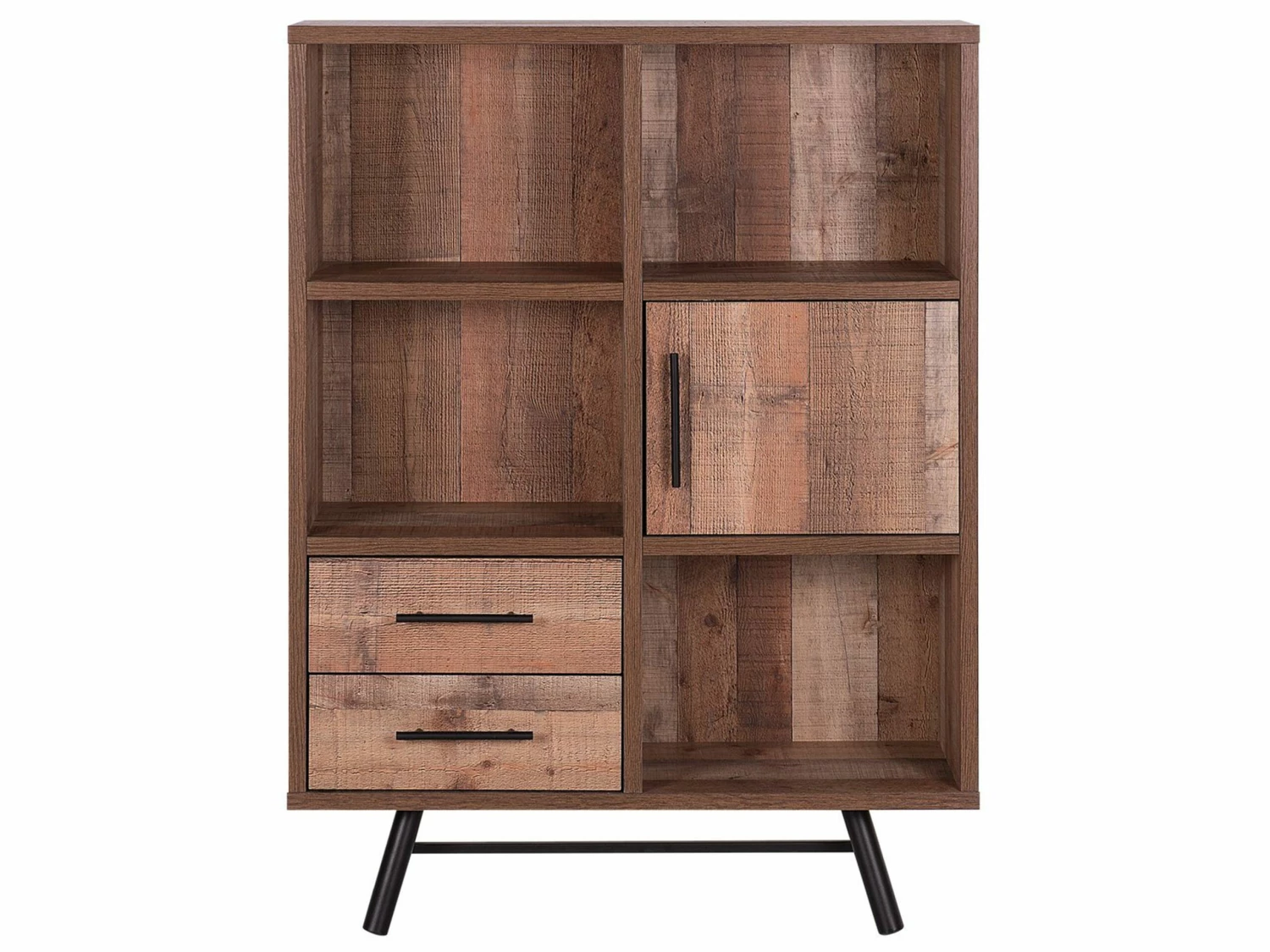 Regal Heller Holzfarbton / Schwarz 2 Schubladen ATLANTA – Bild 4